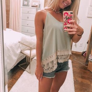 Lime green lace tank top